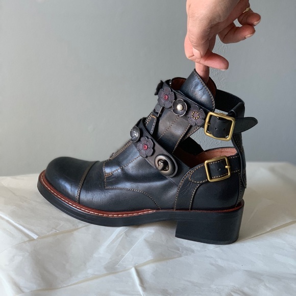 coach moto bootie tea rose